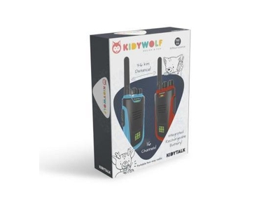 Kiddywolf Walkie Talkie Kidywolf Kidytalk blauw/rood oplaadbaar 3 tot 6 km bereik