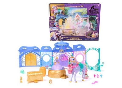 Unicorn Academy, Starglow Fountain & Stable Playset met Wildstar, licht en geluid, 24 accessoires, poppen en eenhoornspeelgoed