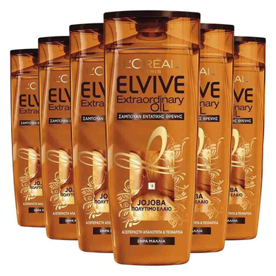 6x L'Oréal Elvive Extraordinary Oil Shampoo Jojoba 400 ml