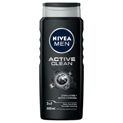 3x Nivea Men Douchegel Active Clean 500 ml