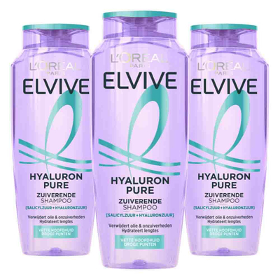 3x L'Oréal Elvive Hyaluron Pure Shampoo 250 ml