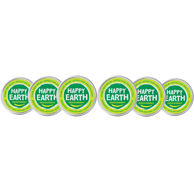 6x Happy Earth 100% Natuurlijke Deodorant Balm Bergamot 45 ml