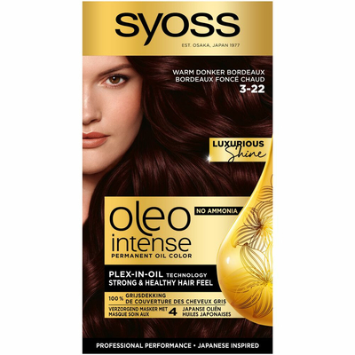 3x Syoss Oleo Intense Haarverf 3-22 Midnight Bordeaux