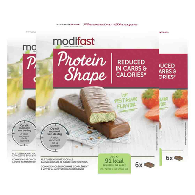 Modifast Protein Shape Reep Chocolade-Pistache - 3 x 6 repen