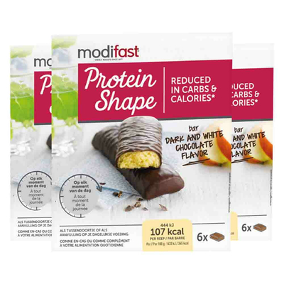 Modifast Protein Shape Reep Pure&Witte Chocolade - 3 x 6 repen