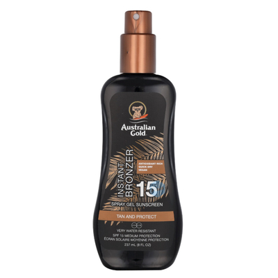 3x Australian Gold Instant Bronzer Zonnebrand Spray Gel SPF 15 237 ml