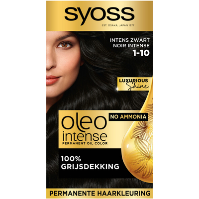 2x Syoss Oleo Intense Haarverf 1-10 Intens Zwart
