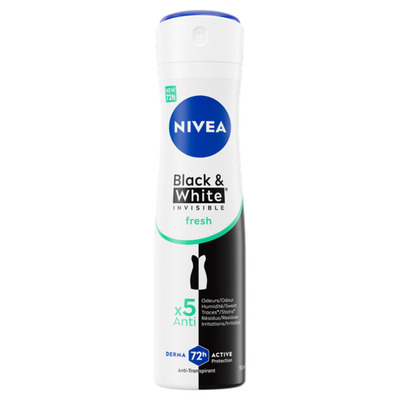 3x Nivea Deodorant Spray Invisible Fresh For Black&White 150 ml