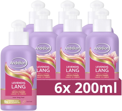 Andrélon Levendig Lang Versterkende Leave-in haarcrème - 6 x 200 ml