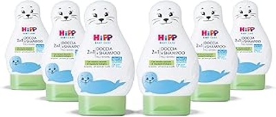 HiPP Baby Care Shampoo voor kinderen in de vorm van een schattige afdichting, reinigt met lichaam en haar, pH-neutraal, met biologisch amandelextract, 6 flessen à 200 ml
