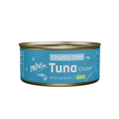 Prins Chunky Paté Adult tonijn met kip natvoer kat 24 x 70 g- natvoer katten