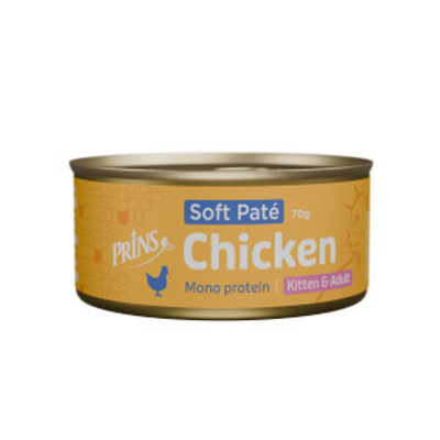 Prins Soft Paté Kitten en Adult kip natvoer kat 24 x 70 g- natvoer katten