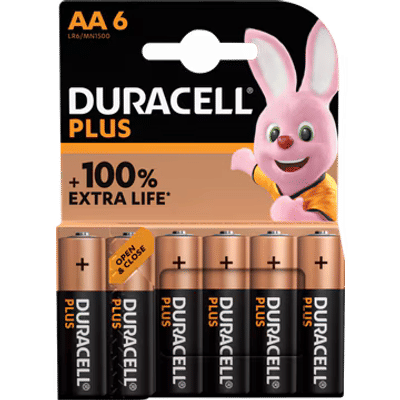 Duracell Plus Alkaline AA-alkalinebatterijen, 6 stuks
