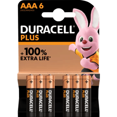 Duracell Plus Alkaline AAA-alkalinebatterijen, 6 stuks