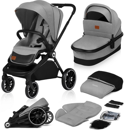 Lionelo Mika 2 in 1 — Kinderwagen — Reiswieg + Buggy — Vanaf geboorte tot 22 kg (0-4 jaar) — Volledige Vering — Ventilatiepanelen — Baby Draagbaar — Comfortabel Ligmatras — Snel Inklapbaar — Regenhoes — Muskietennet — Voetenzak — Wandelwagen — Peuter