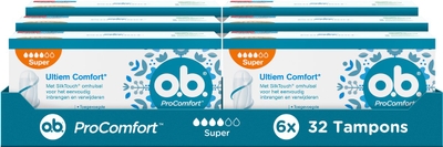 o.b. ProComfort Super - tampons - tampon zwaardere menstruatiedagen - 6 x 32 stuks