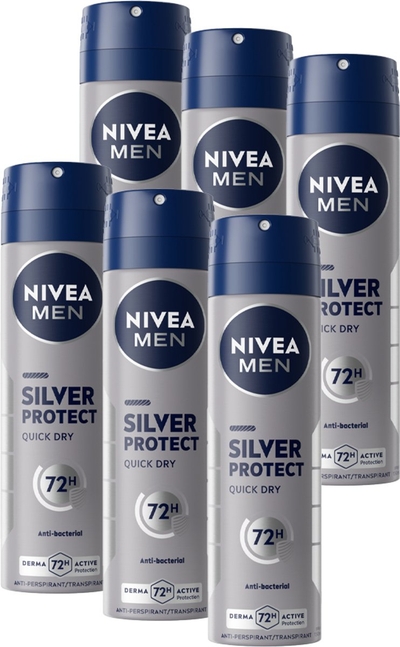 NIVEA MEN Silver Protect Dynamic Power Deodorant Spray - Anti-transpirant 72 uur bescherming  - 6 x 150 ml