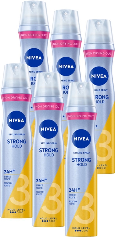 NIVEA Hair Styling Strong Hold Haarspray - Haarlak - Geeft tot 24 uur* Fixatie - 6 x 250ml