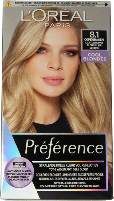 L'Oréal Paris Préférence haarverf Cool Blondes Licht Asblond 8.1 - Permanente Haarkleuring