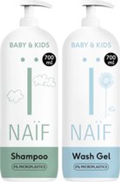 Naïf - Baby Shampoo & Baby Wasgel Voordeelset - XXL Pompfles - Baby's & Kinderen - met Natuurlijke Ingrediënten - 2x700ml