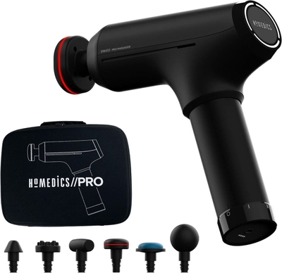 HoMedics PGM1000 Massage Gun - Massage Apparaat - Met warmte opzetstuk - Inclusief Koffer en 6 Opzetstukken - Krachtig en Draadloos - 3 intensiteitstanden - Professioneel - Massage pistool - Fitness