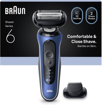 Braun Series 6 Elektrisch Scheerapparaat - +1 Opzetstuk - 62-B1200S - Blauw
