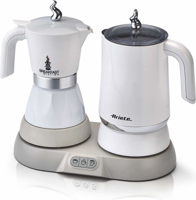 Ariete Percolator en Melkopschuimer - Italiaans koffiezetapparaat & Melkopschuimer - 20cl - 500W - Wit