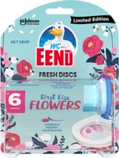 WC Eend Fresh Discs First Kiss Flowers houder + 6 discs - 6 stuks