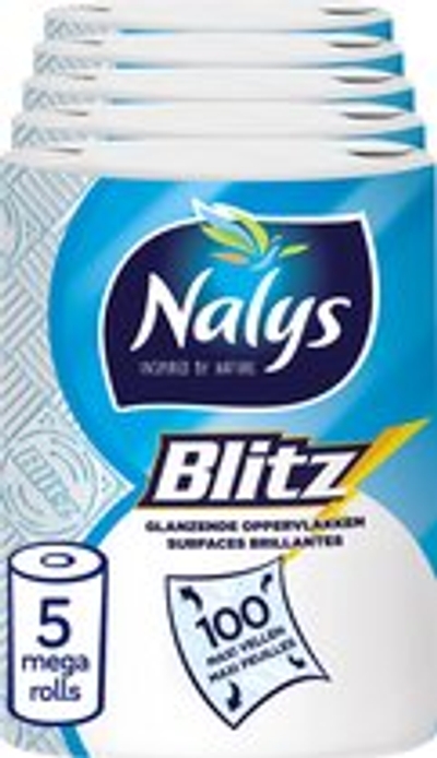 Nalys Blitz Keukenpapier - 5 rollen - Keukenrol (3-laags)