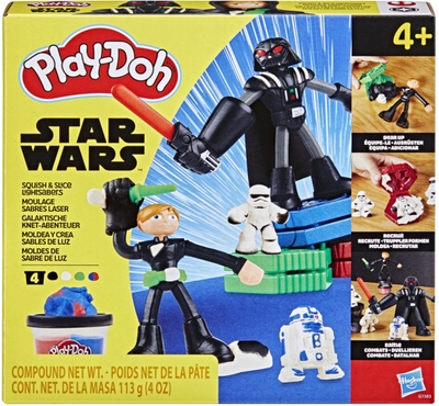 Play-Doh Star Wars Pletten en hakken lightsabers, duopack actiefiguren van 10 cm, knutselspeelgoed voor kinderen van 4+