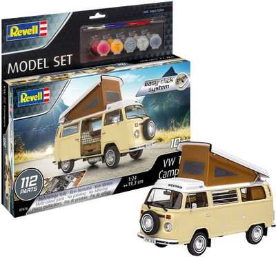 1:24 Revell 67676 Volkswagen T2 Camper Bus - Easy Click System - Model Set Plastic Modelbouwpakket