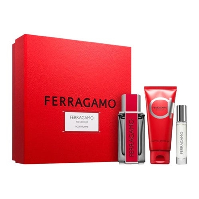 Salvatore Ferragamo Red Leather Gift Set