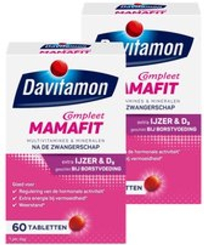 Davitamon Compleet Mamafit - multivitamine voor na de zwangerschap - helpt je om aan te sterken na de bevalling - met ijzer en vitamine D3 - 2 x 60 tabletten - BUNDEL 2 STUKS