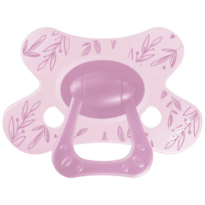 Difrax Natural Fopspeen - 12+ Mnd - Berry Pink Leafs