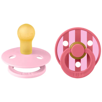 BiBs Colour Fopspeen - Rond - 2 Stuks - 6-18 Mnd - Baby Pink/Coral Mix