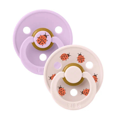 BiBs Studio Colour Fopspeen - Rond - 2 Stuks - 6-18 Mnd - Ladybug Violet Sky Mix
