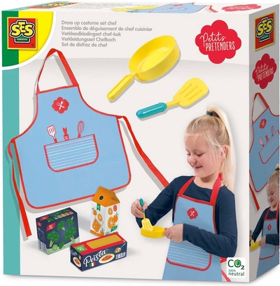 SES - Petits Pretenders - Verkleedkledingset chef-kok - inclusief schort - Keuken Speelset Kinderen