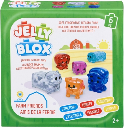 Goliath Jelly Blox - Farm Friends - Zes Karakters - Constructiespeelgoed - Zachte Bouwblokken - Pijnvrij Spelen - Vanaf 2 jaar - BPA vrij