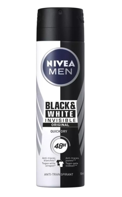 NIVEA Men Deodorant Spray Invisible for Black & White - 150 ml