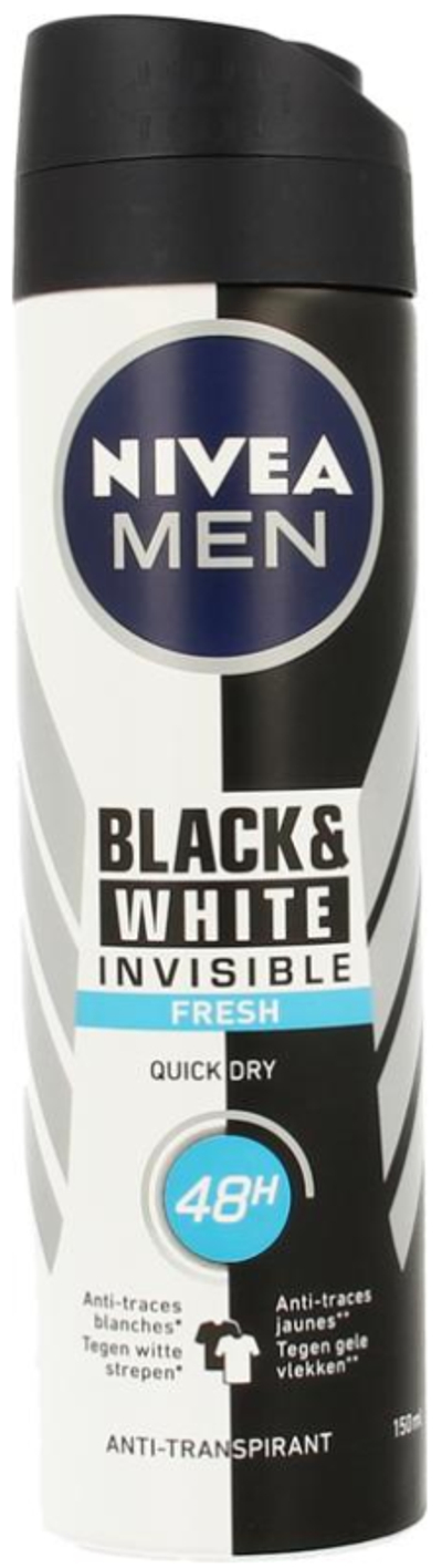 Nivea Men - Deodorant - Spray - Black & White Invisible Fresh - 150ml