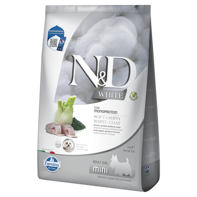 Farmina N&D Dog Adult Mini White met zeebaars. venkel & Spirulina - 5 kg - hondenbrokken