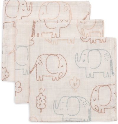 Jollein - Hydrofiel Monddoekje Basic - Baby Hydrofiele Doeken, Spuugdoekjes, Speendoekje - Elephant Tales - 3 Stuks