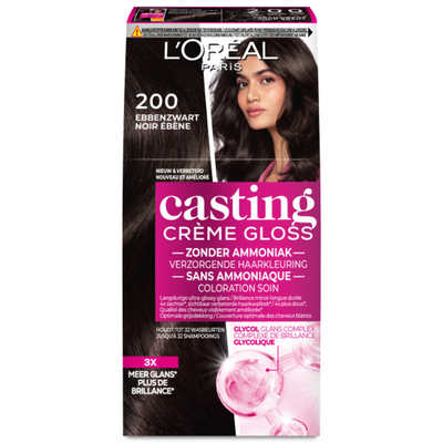 3x L'Oréal Casting Crème Gloss Semi-Permanente Haarkleuring 200 Zeer Donkerbruin