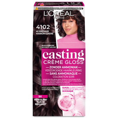 2x L'Oréal Casting Crème Gloss Semi-Permanente Haarkleuring 4102 Parelmoer Kastanjebruin
