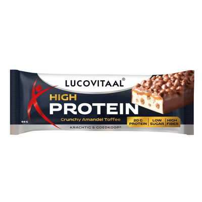 Lucovitaal Protein High Reep Crunchy Amandel Toffee - 3 repen
