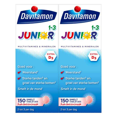 Gratis Verzending: 2x Davitamon Junior 1+ Multivitamines en Mineralen 150 tabletten