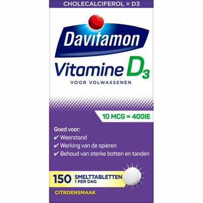 Gratis Verzending: 4x Davitamon Vitamine D 10 MCG Volwassenen 150 smelttabletten