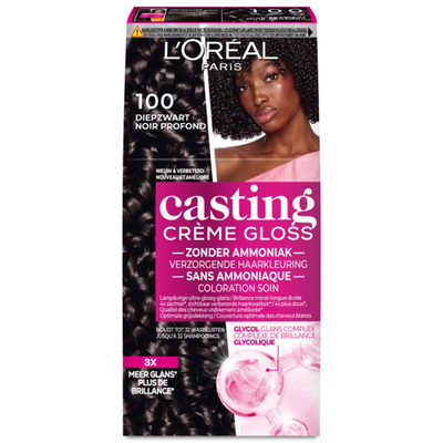 3x L'Oréal Casting Crème Gloss Semi-Permanente Haarkleuring 100 Zwart
