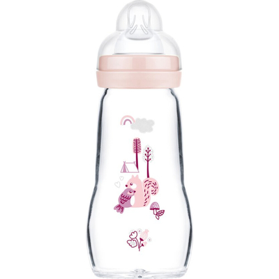 MAM Babyfles Feel Good Glas Matt Roze 0+ mnd - 260 ml