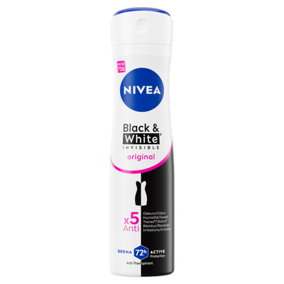 3x NIVEA Deodorant Spray Invisible For Black&White Clear 150 ml